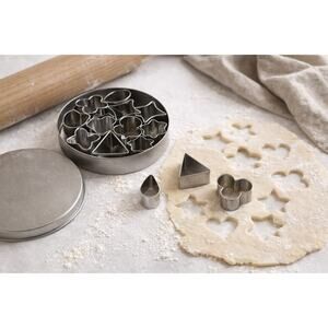 Mini Stainless Steel Cookie Cutter Set w Tin Fondant / Gumpaste Craft Shapes